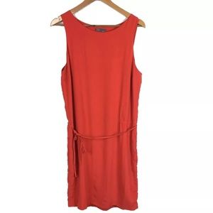 ❄️ Vince Orange Silk Dress L Tie Waist Sleeveless